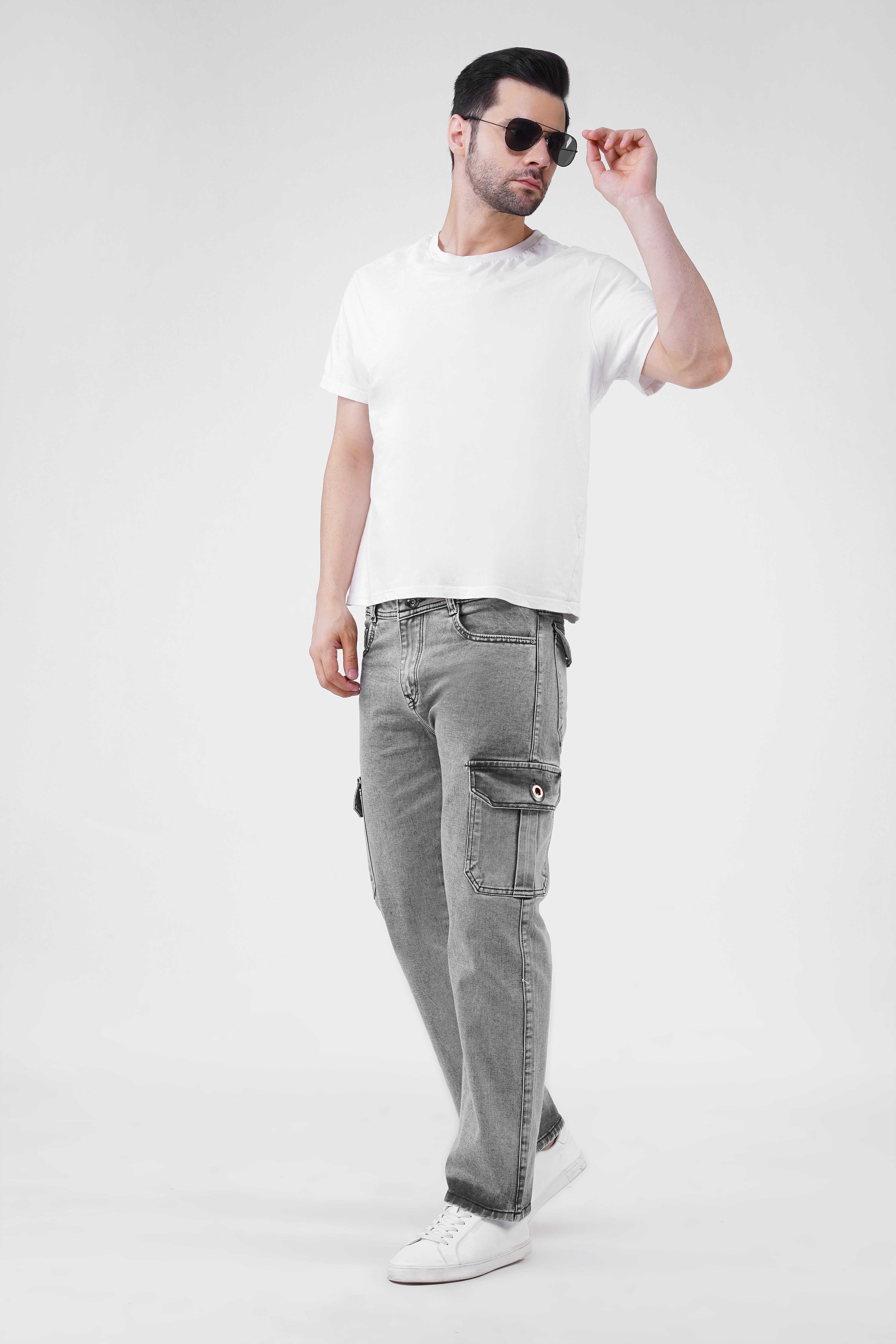 Hidose Straight Fit Cargo Lite Gray Jeans