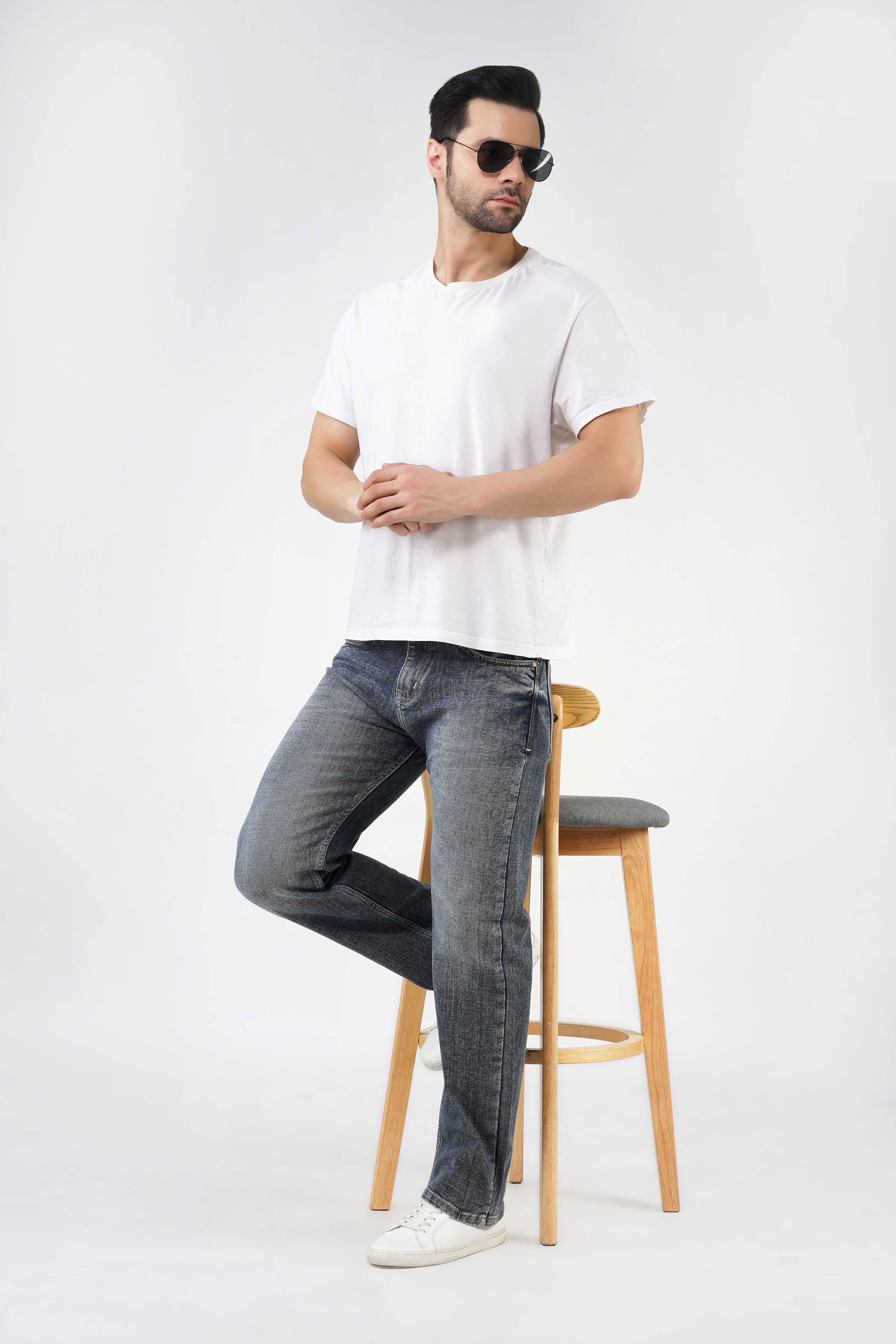 Hidose Men’s  Mid-Rise Dark Gray Jeans