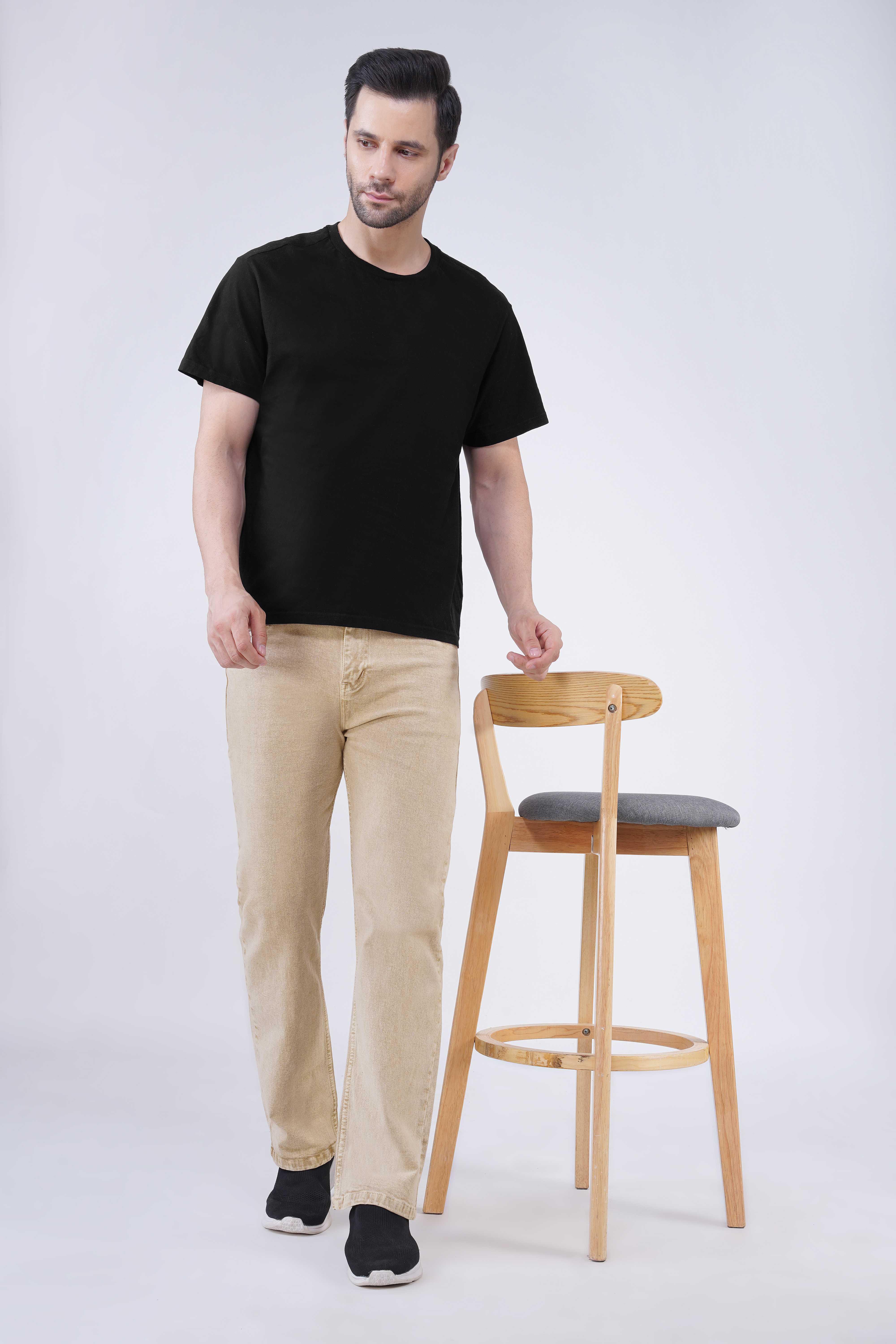 Hidose Regular Fit Beige Jeans