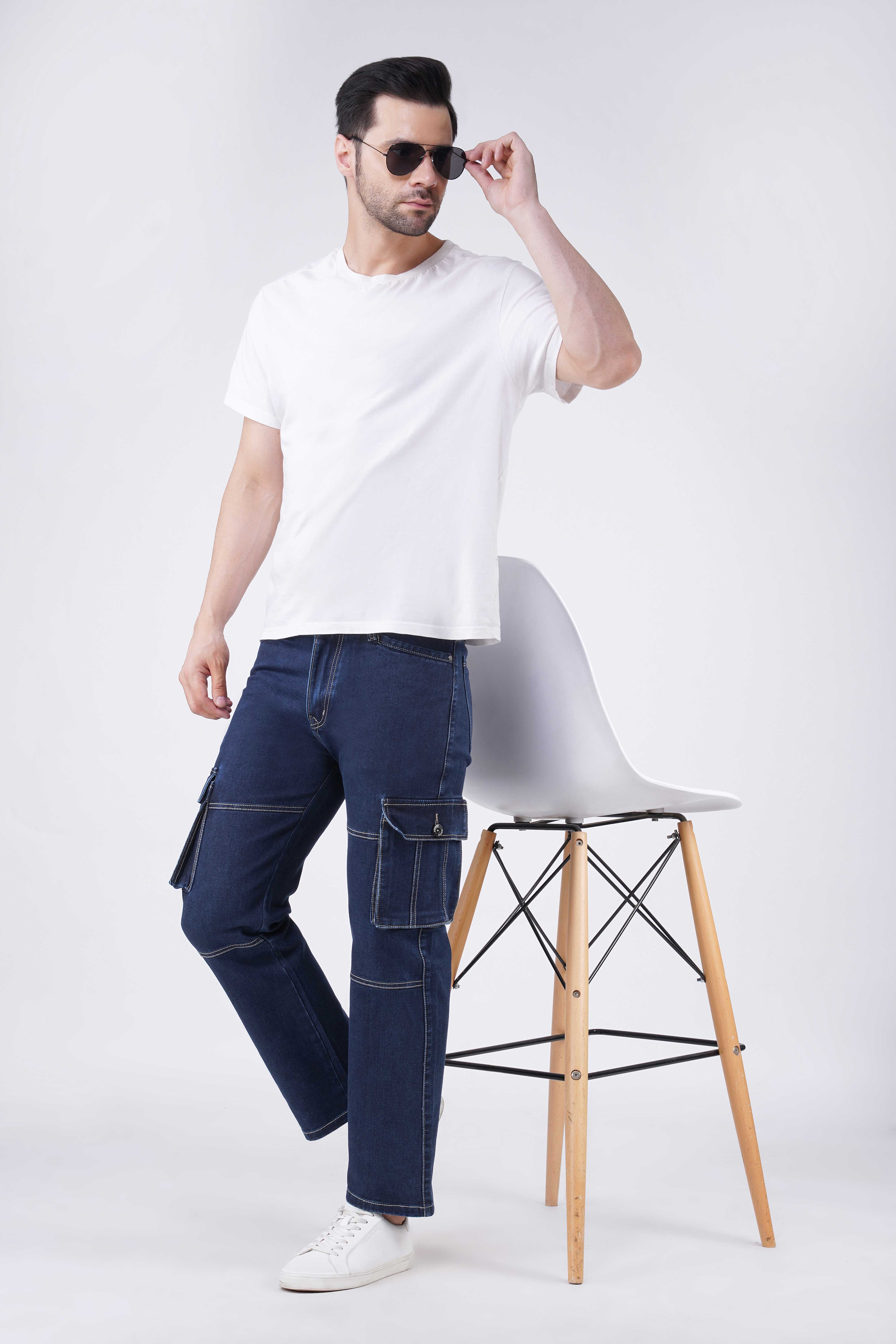 Hidose Cargo Dark Blue Jeans